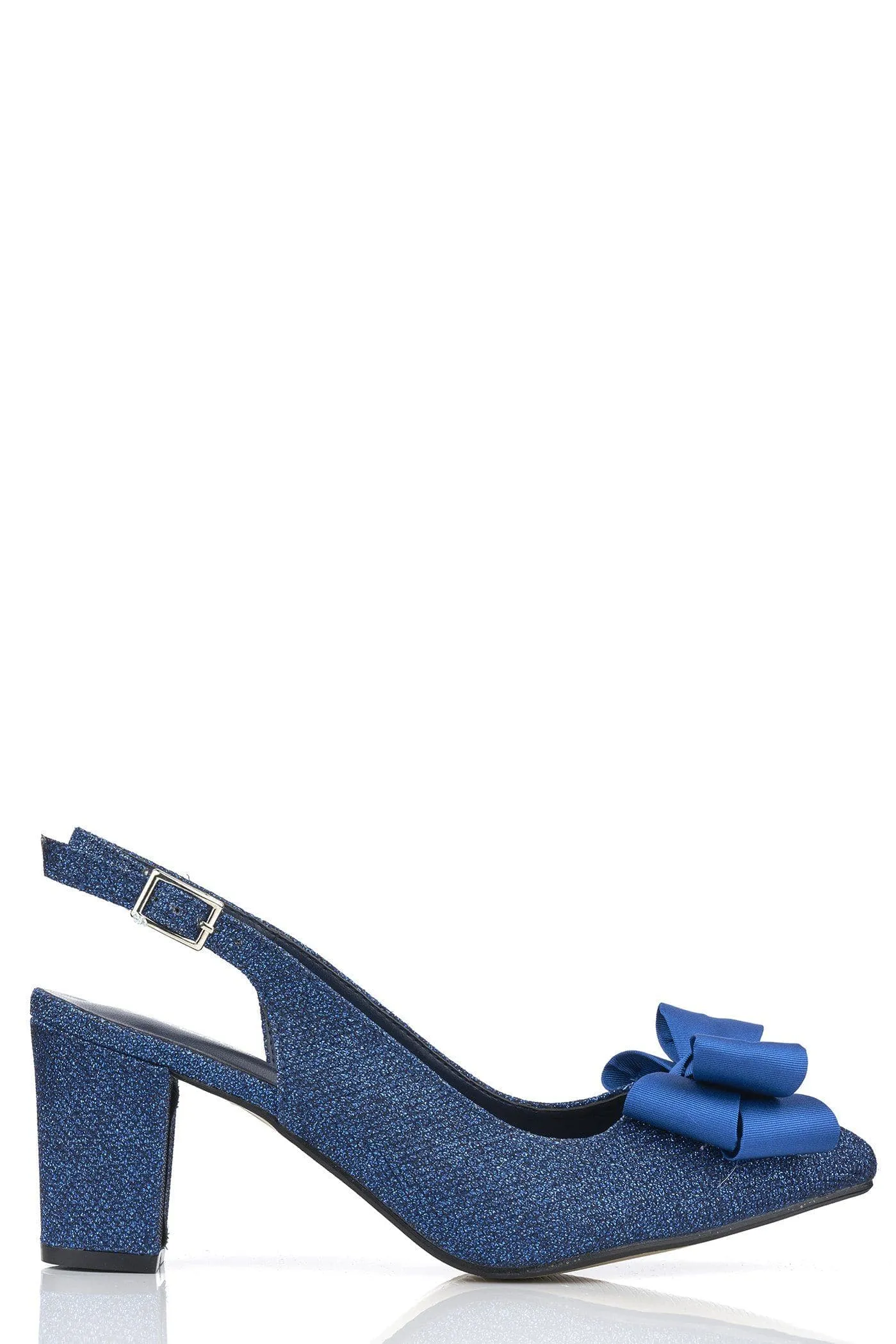 Kirra Slingback with Bow Trim Court in Navy Glitter