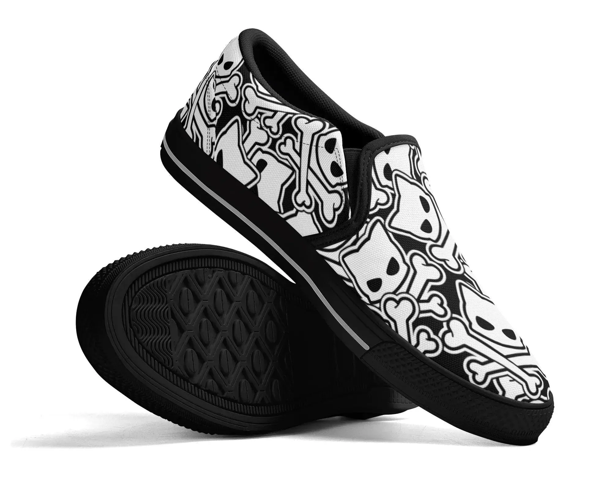 Kitty Skulls Slip Ons
