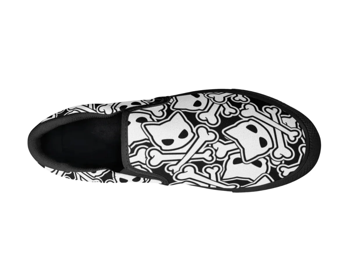 Kitty Skulls Slip Ons