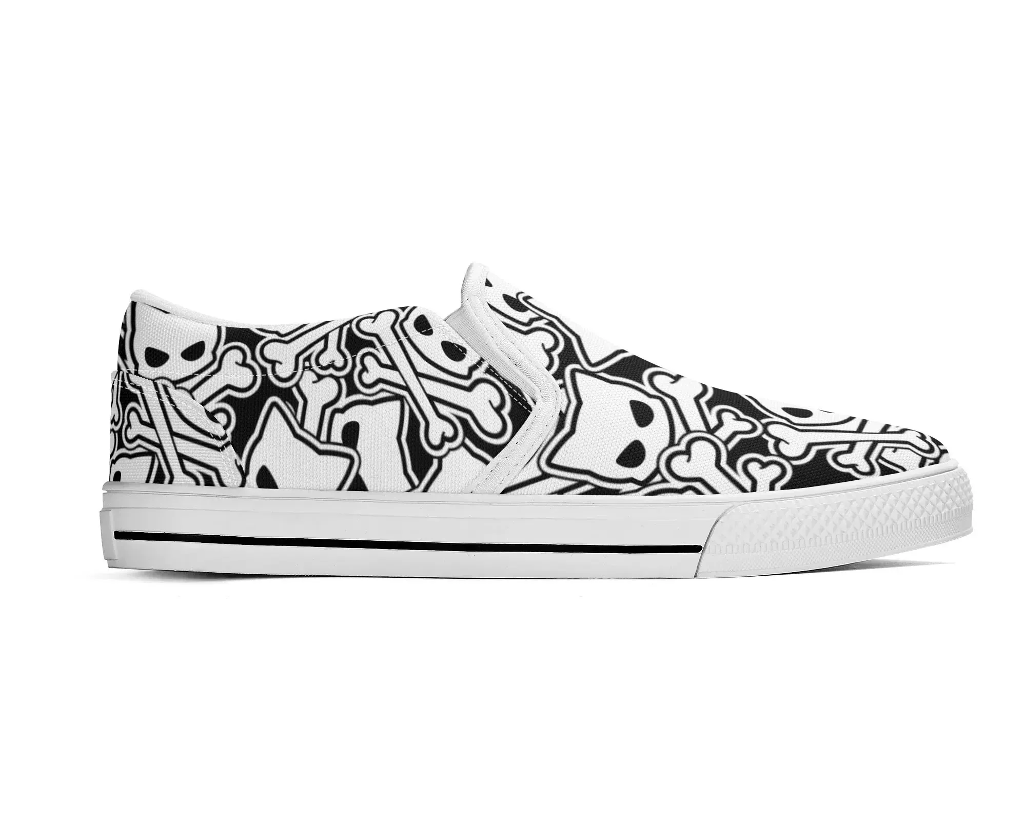 Kitty Skulls Slip Ons