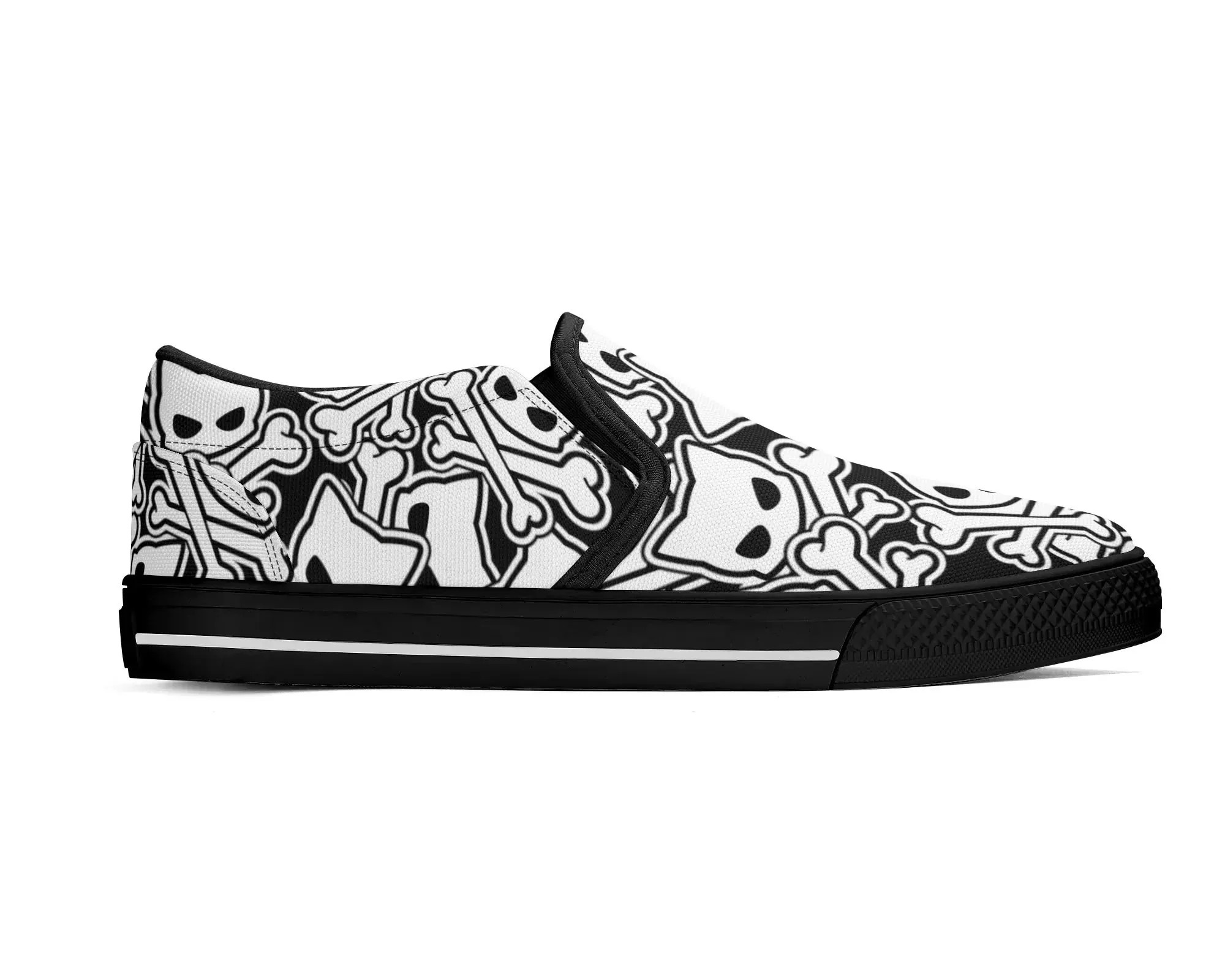 Kitty Skulls Slip Ons