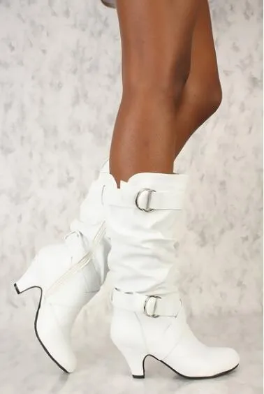Knee high sexy slouch boots with buckles