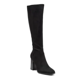 Knee High Suede Boots in Black