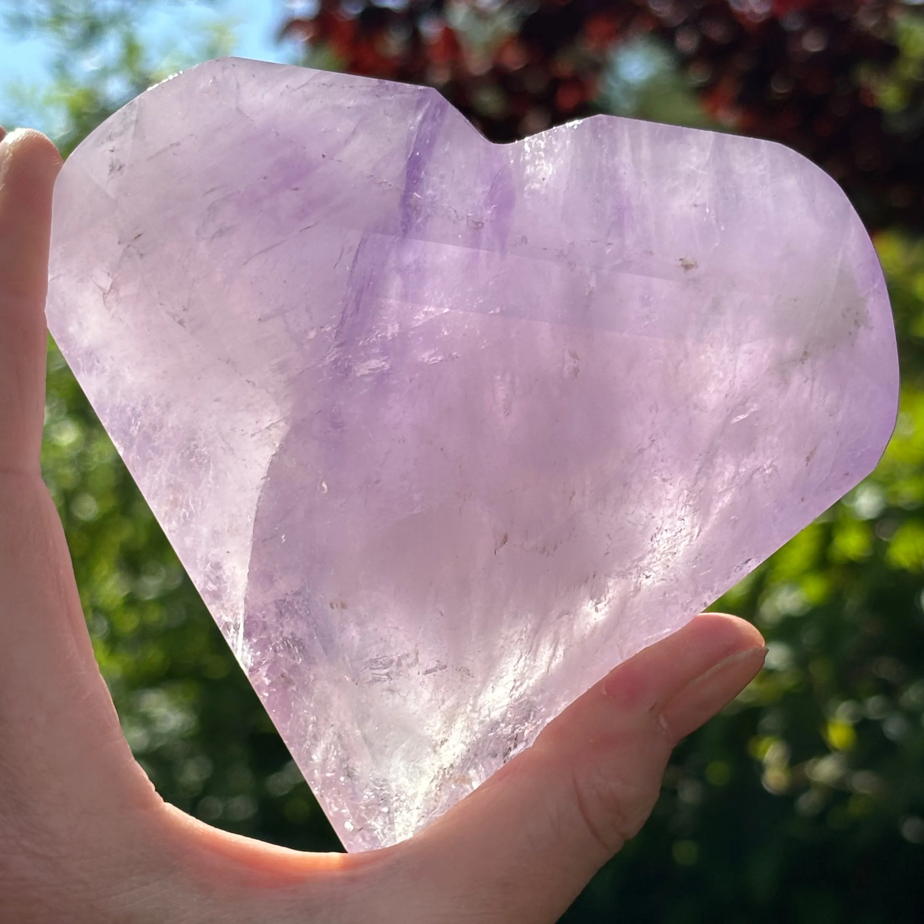 Large Phantom Amethyst Faceted Heart