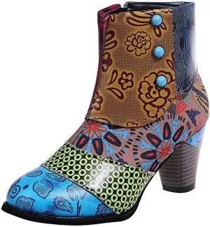 Lausiuoe Boots For Women Ankle Booties Sexy Low Heels Cowgirl Cowboy Chunky Stacked Mid Heel Zipper Western Short Boots