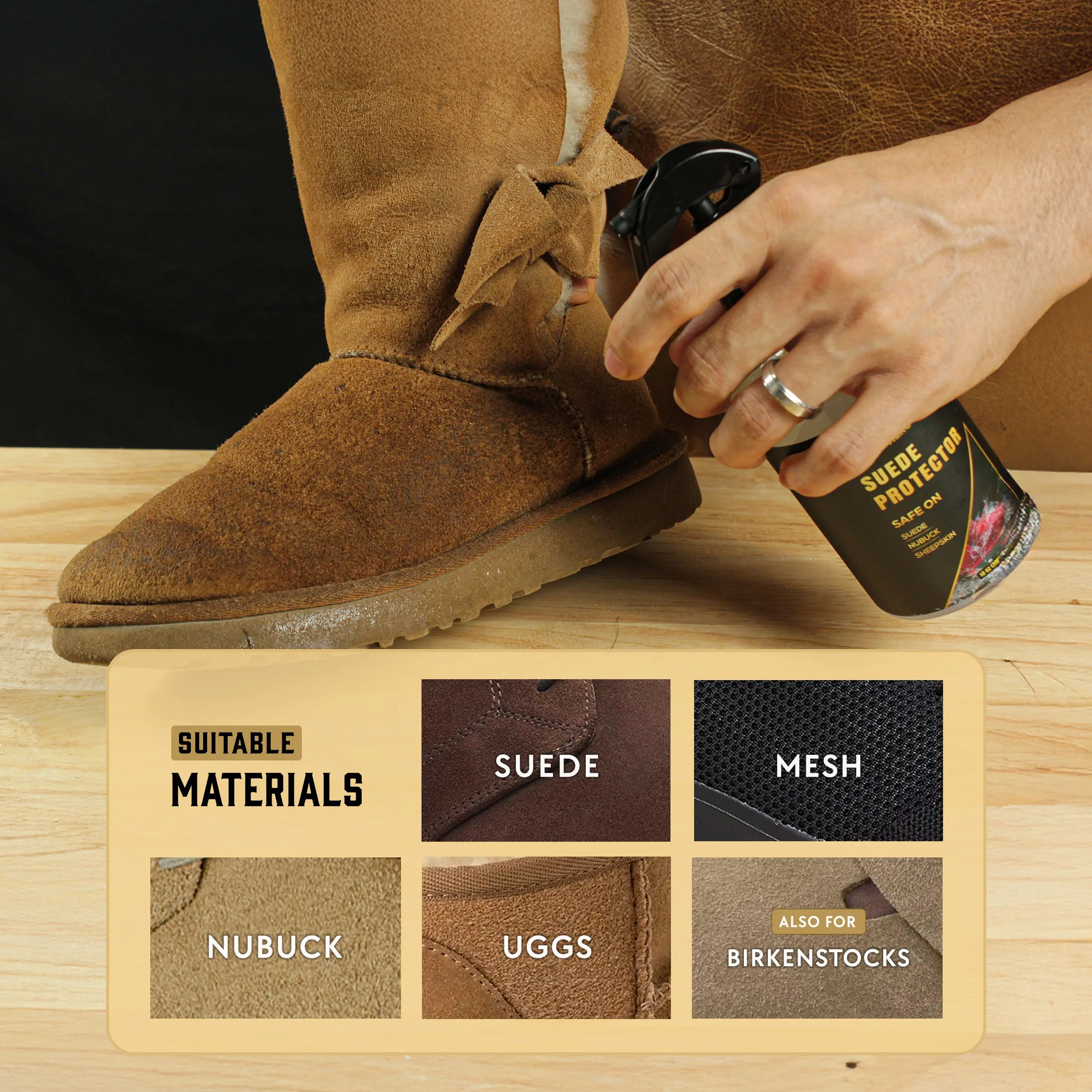 Leather Hero Suede Protector Compatible with Ugg Boots (10oz) - Waterproofing Spray for Suede Boots, Shoes, Jackets, Accessories - Water & Stain Repellant Spray
