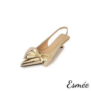 Leather High Heel Sandals with Big Bow Knot Design