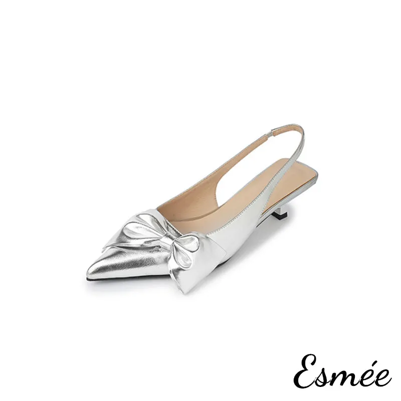 Leather High Heel Sandals with Big Bow Knot Design
