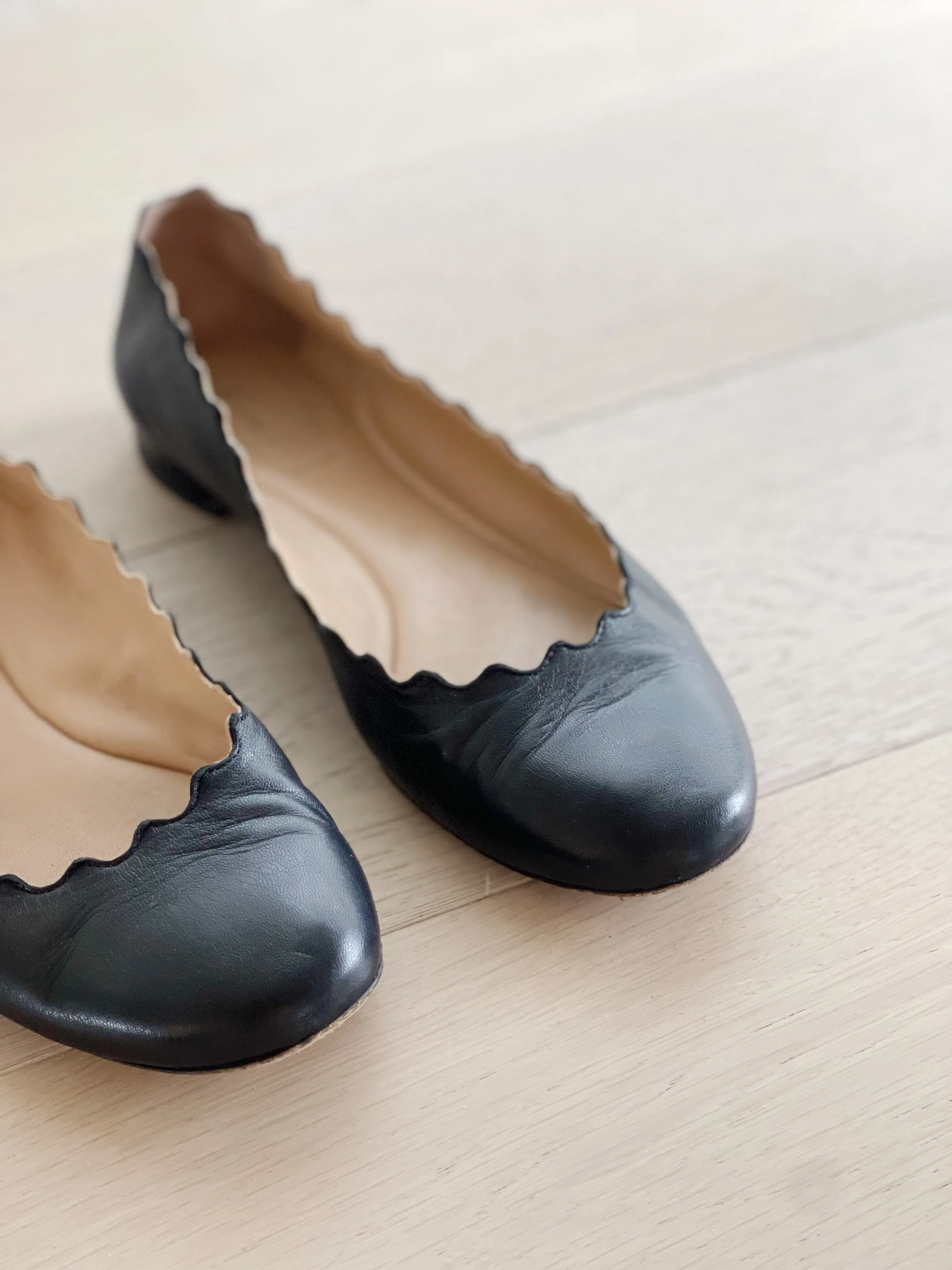 Leather Lauren Scalloped Ballet Flats