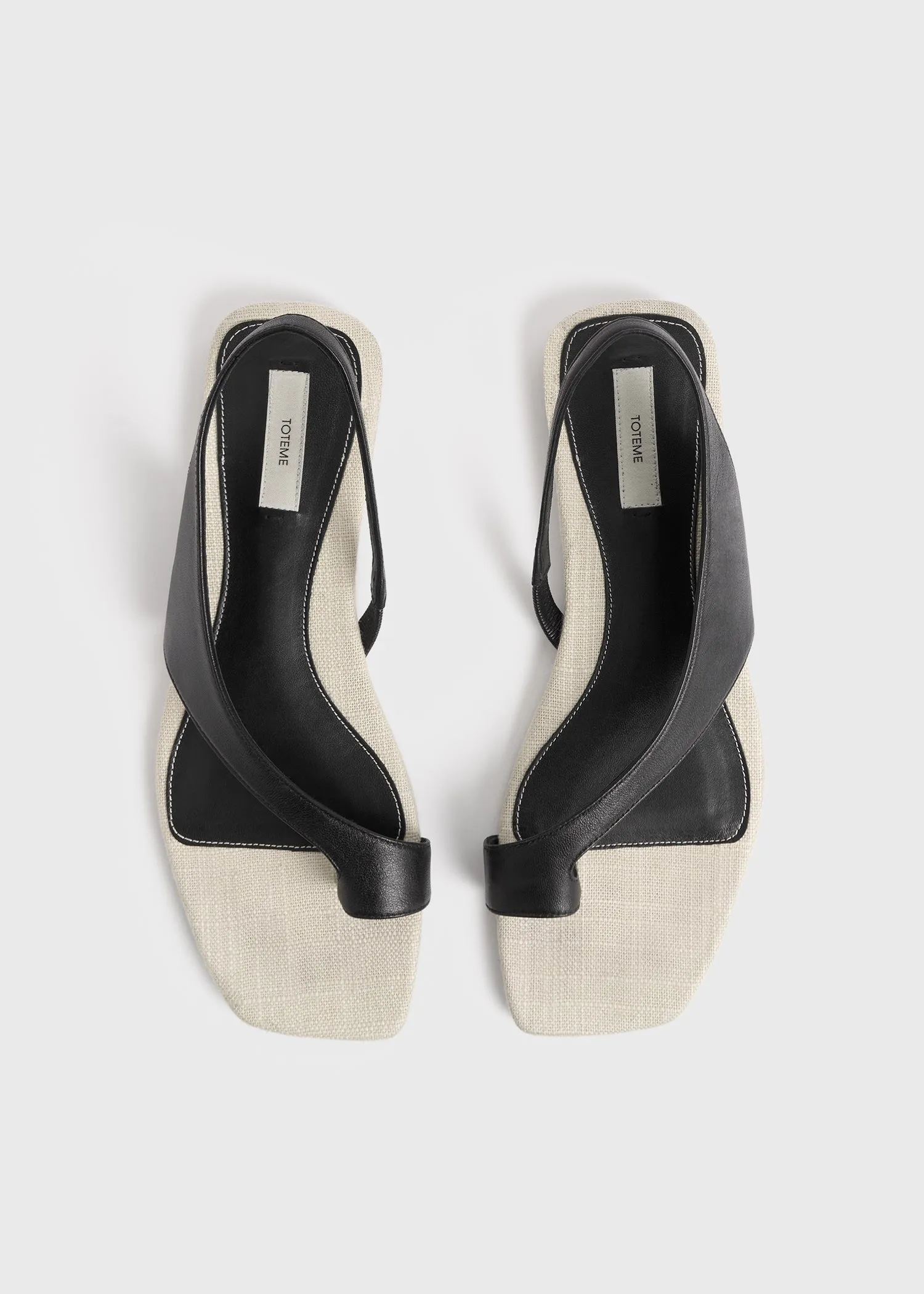 Leather thong sandals black/sand