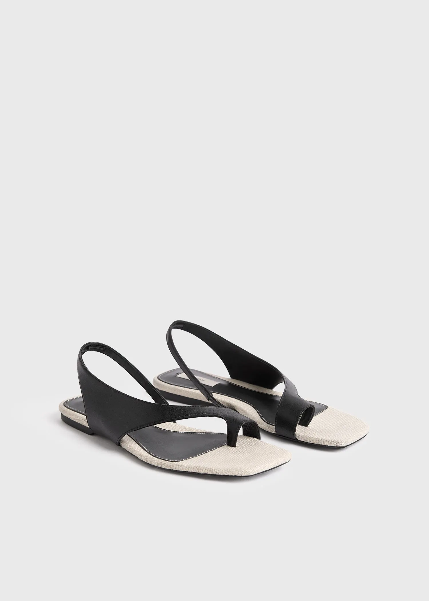 Leather thong sandals black/sand