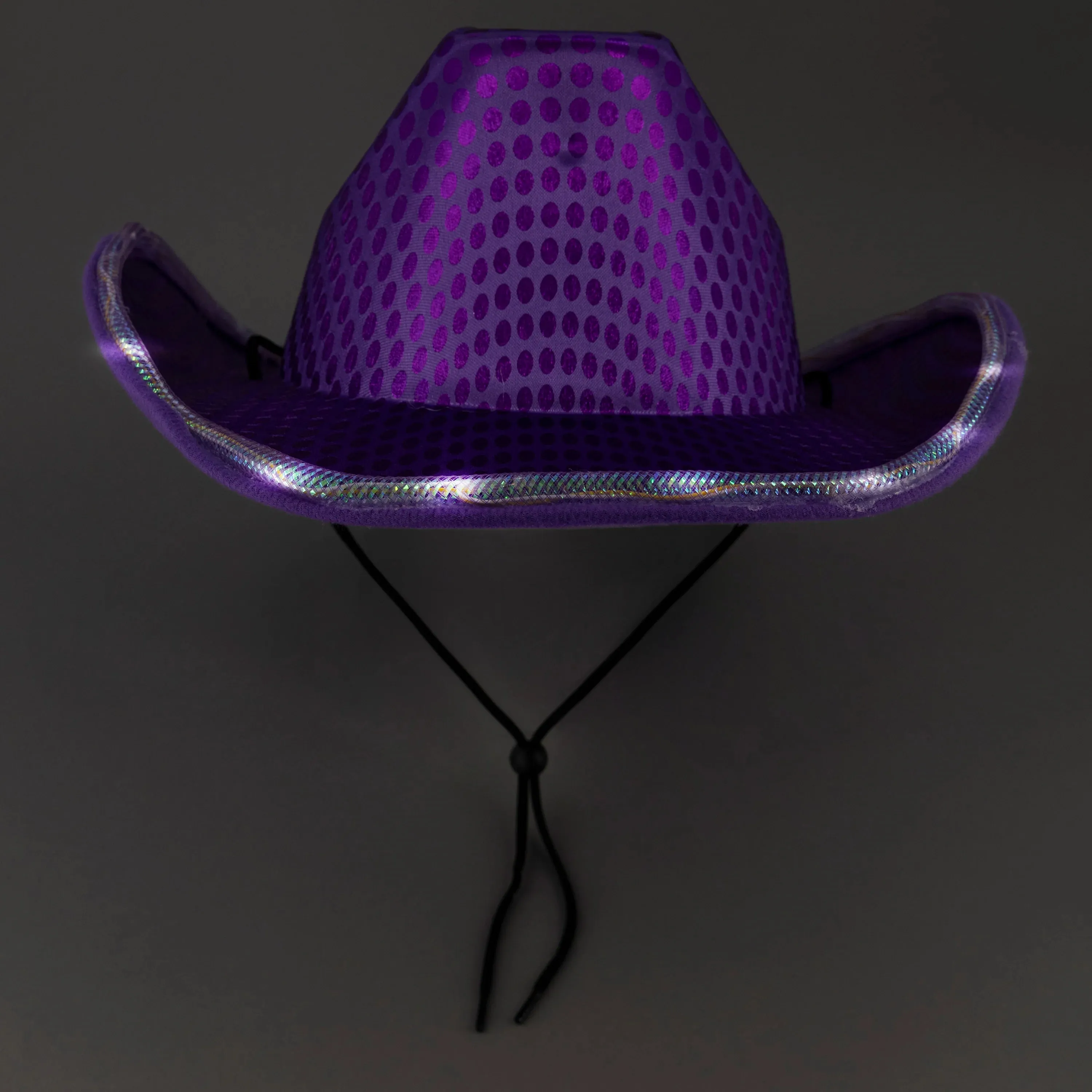 LED Light Up Flashing Sequin Blue & Purple Cowboy Hat - Pack of 2 Hats