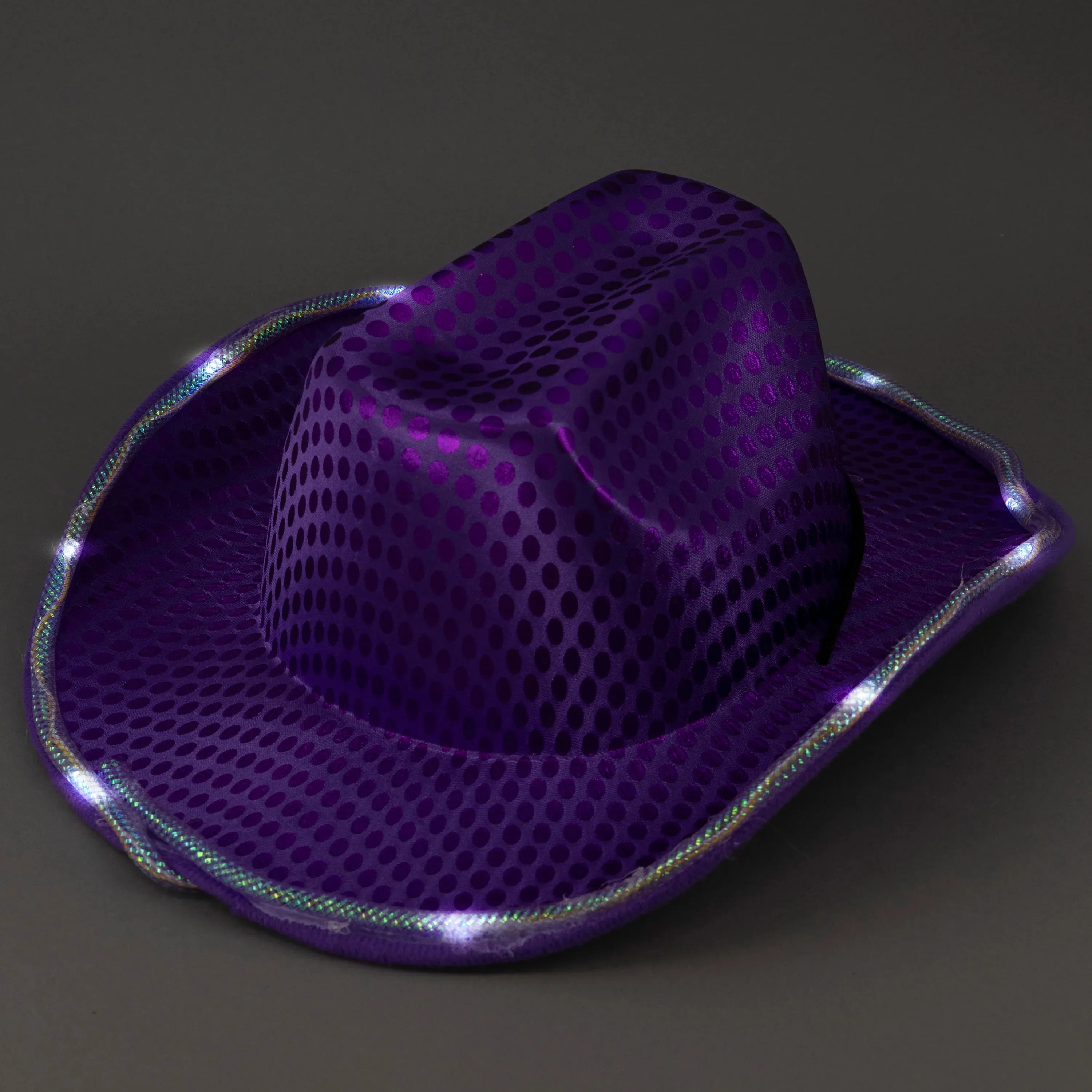 LED Light Up Flashing Sequin Blue & Purple Cowboy Hat - Pack of 2 Hats