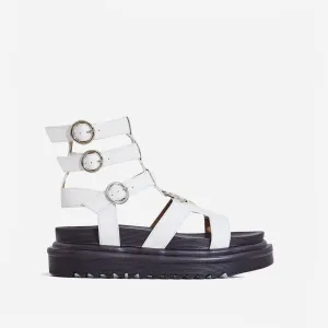 Lemonade Gladys White Gladiator Marten Cushioned Open Toe Platform Sandals