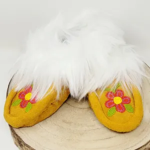 Lena A Beaded Faux Fur Moccasins