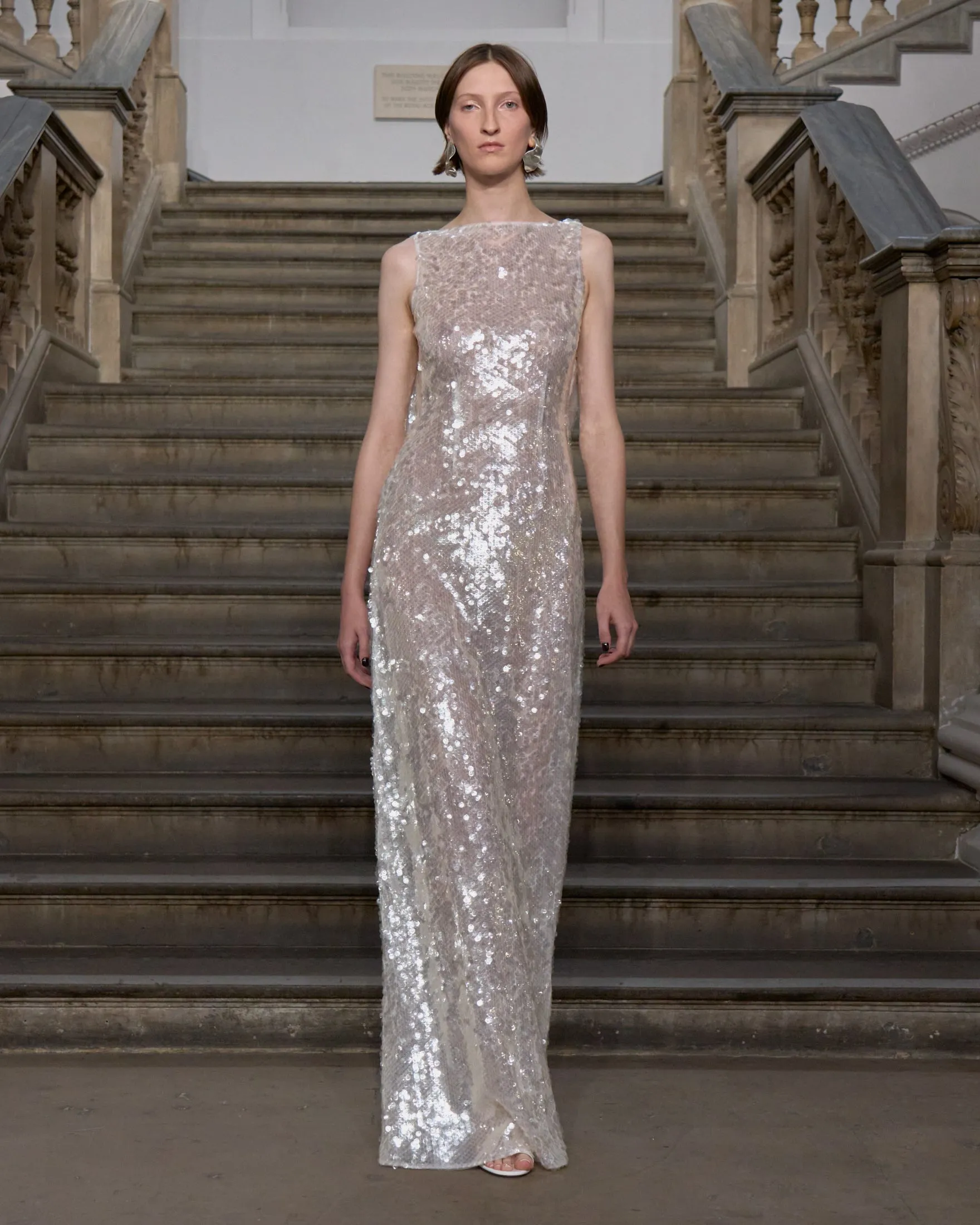 Leoni Dress In Clear Sequins