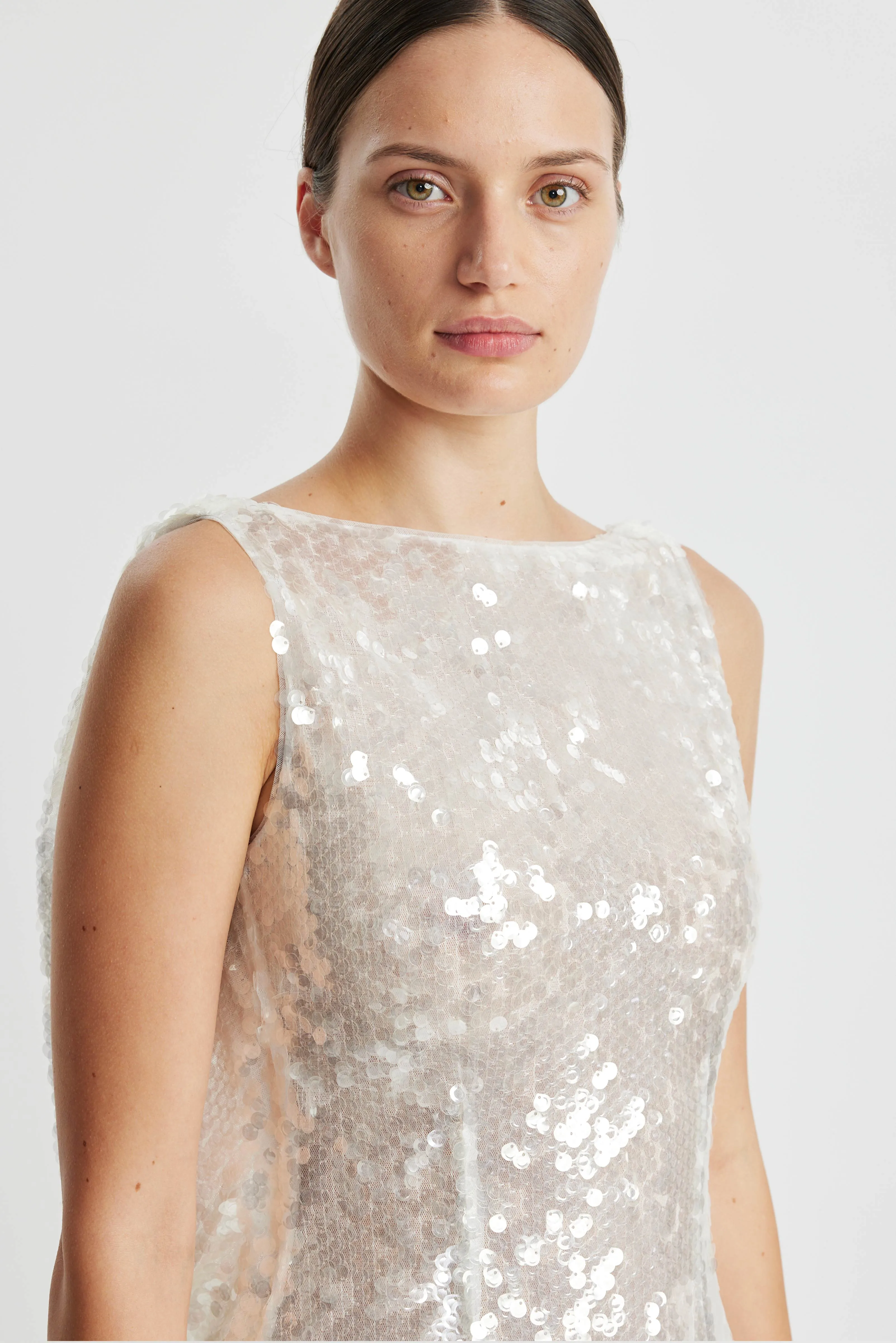 Leoni Dress In Clear Sequins