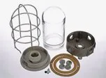 LIGHT FIXTURE W/ GLASS GLOBE AND WIRE GUARD and Junction Box  NRE # 120005