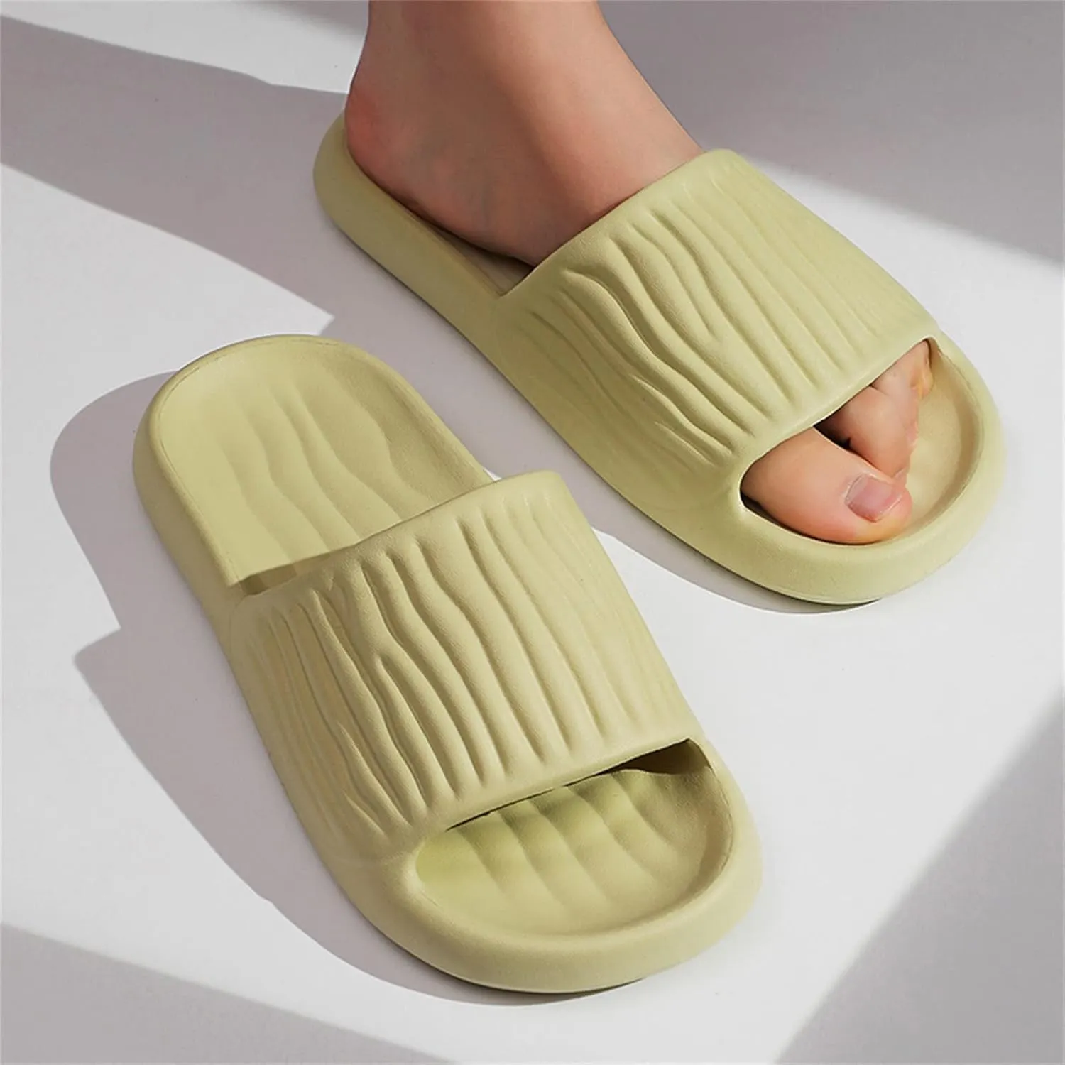 Lightweight Slides Shower Sandals Ladies Summer Fashion Non Slip Comfortable Breathable Solid Color Outdoor Trend Thick