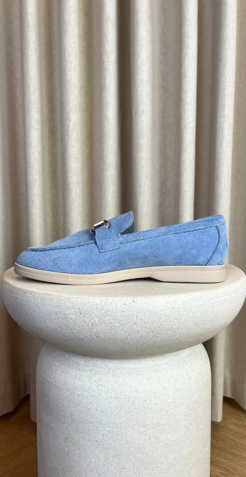 Loafers med guld spænde blå LikeLondon