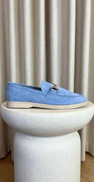Loafers med guld spænde blå LikeLondon