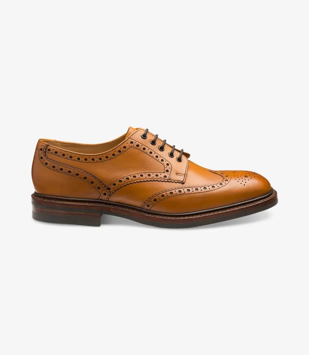 LOAKE CHESTER TAN DERBY BROGUE RUBBER SOLE F-MEDIUM