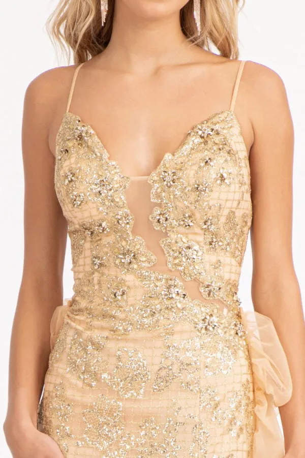 Long Fitted Glitter Print Dress by Elizabeth K GL3004