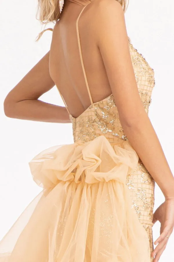 Long Fitted Glitter Print Dress by Elizabeth K GL3004