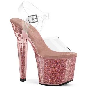 LOVESICK-708SG Pleaser Clear/Pink Multi Iridescent Glitte Sexy Platform Shoes (Pole Dancing Heels)