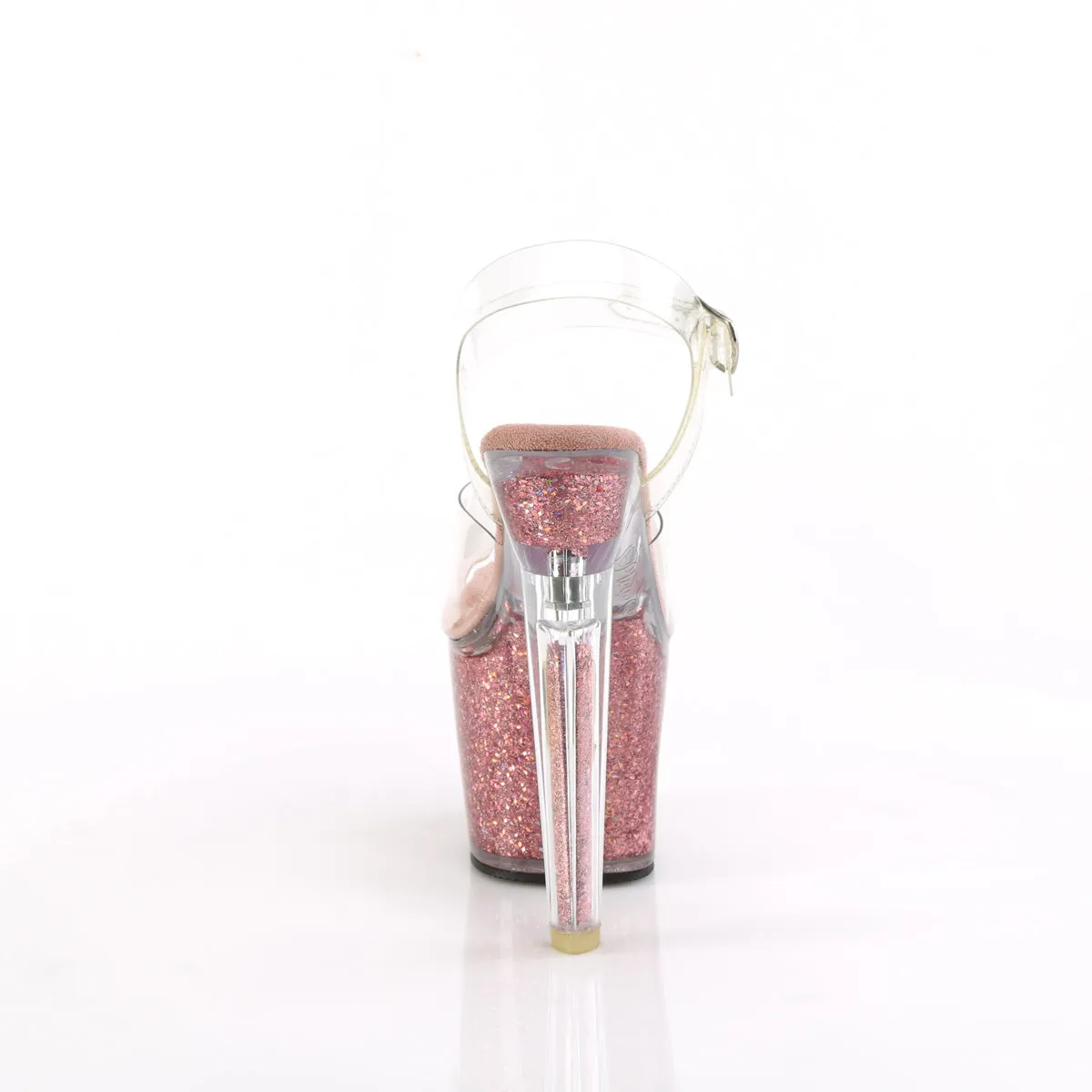 LOVESICK-708SG Pleaser Clear/Pink Multi Iridescent Glitte Sexy Platform Shoes (Pole Dancing Heels)