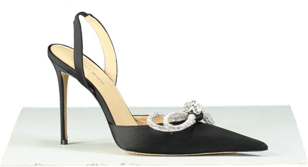 Mach & Mach Black Embellished Slingback Pumps UK 7 EU 40