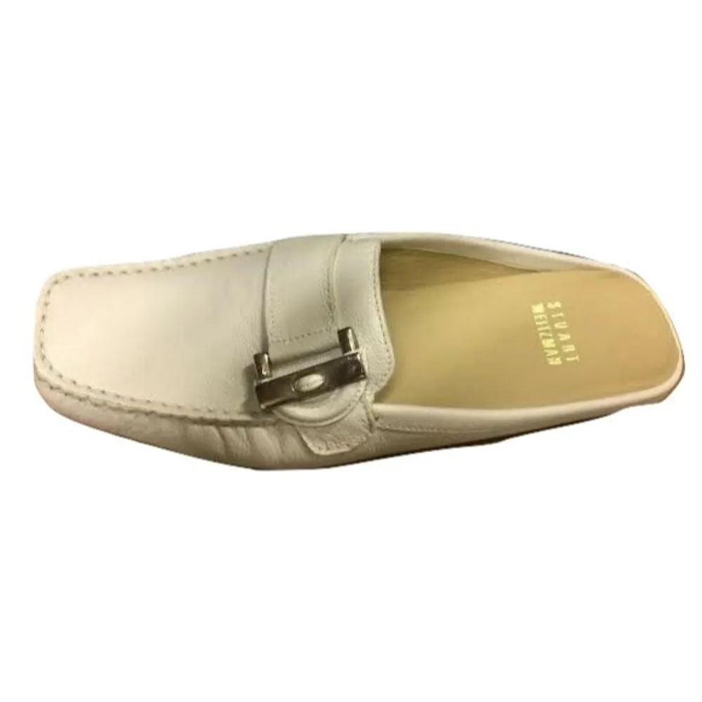 Manimule White Leather Stuart Weitzman Mule