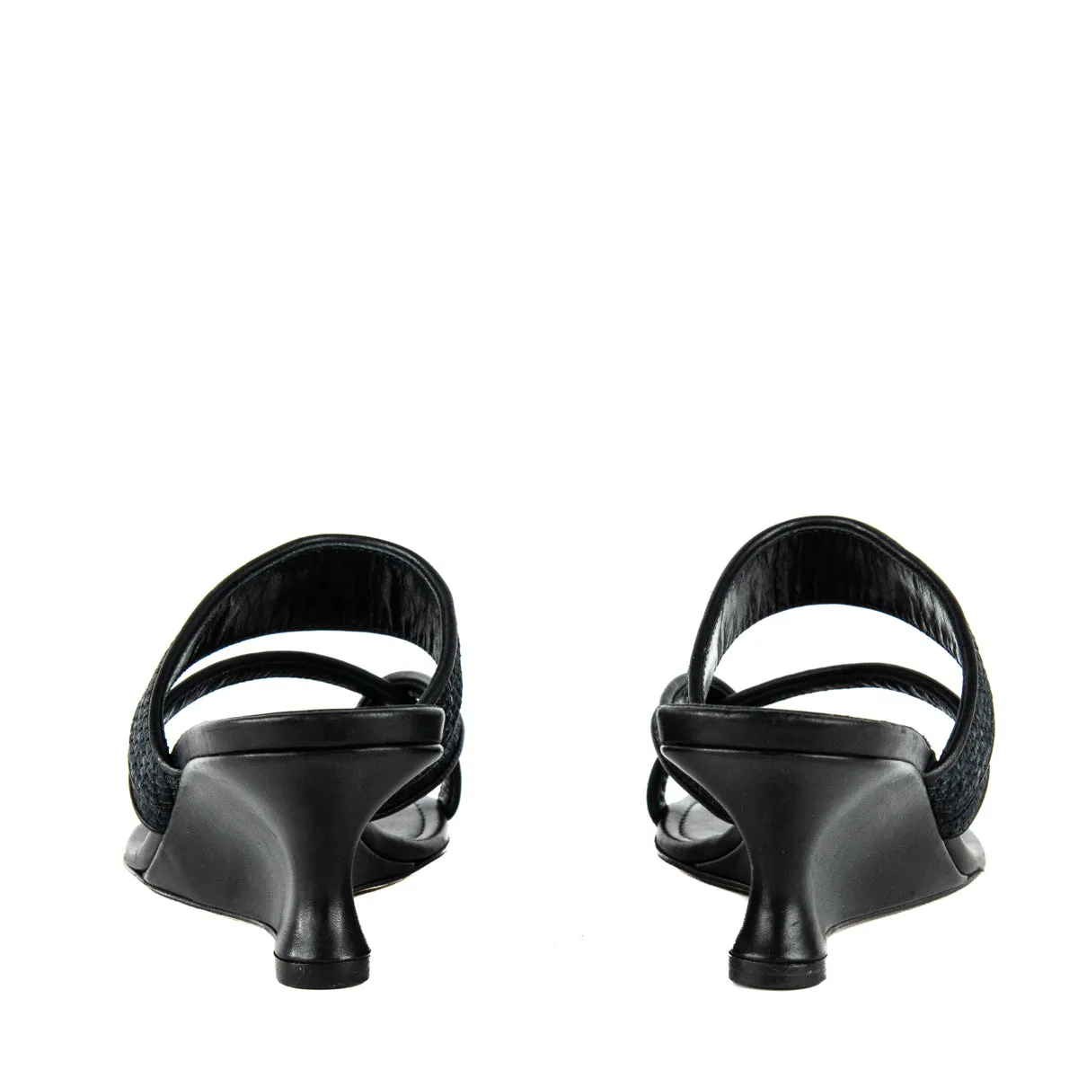Manolo Blahnik Black Raffia Susa Thong Wedge Sandals US 10 | EU 40