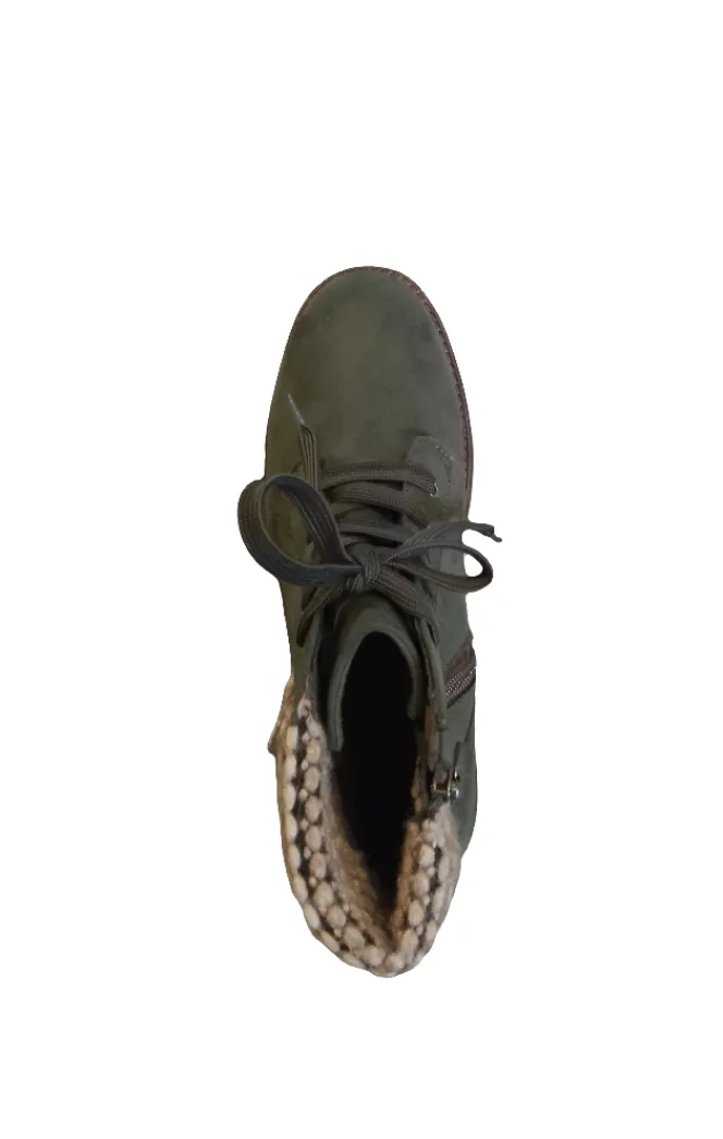 Marco Tozzi Lace-Up Ankle Boot with Zip (25228) in Khaki