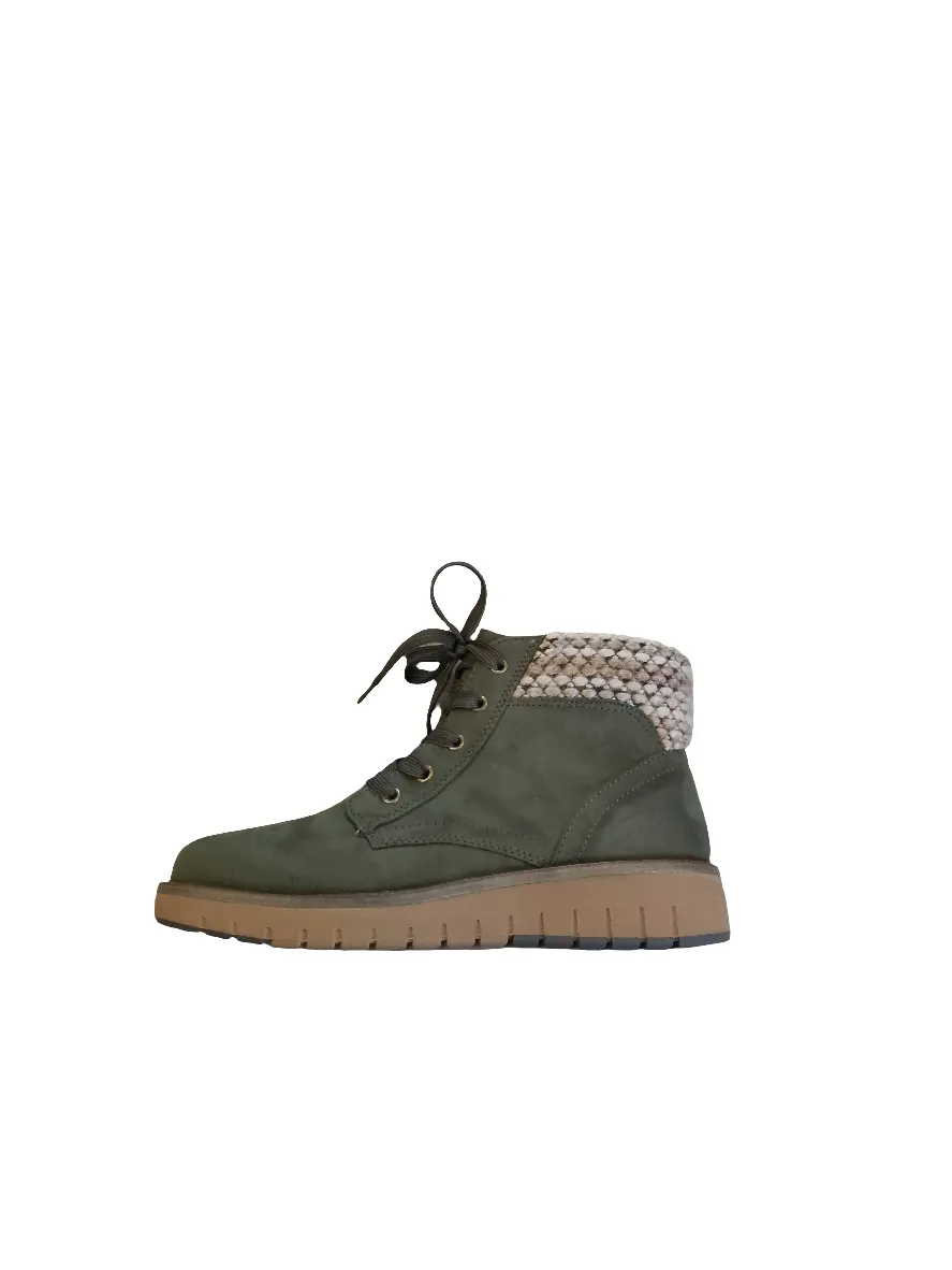 Marco Tozzi Lace-Up Ankle Boot with Zip (25228) in Khaki