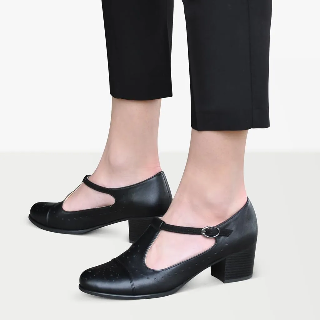 Mary Janes Pumps - Premium Leather Comfortable Shoes - 1.6" Heel - Handcrafted in Europe