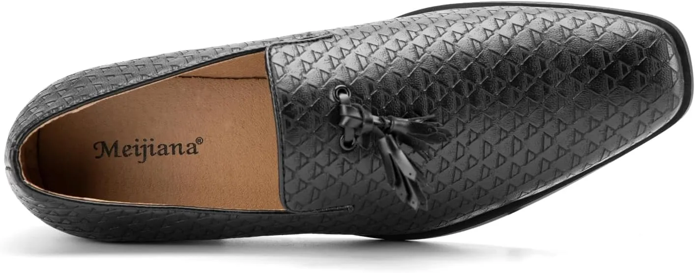 Meijiana Mens Fashion Loafers Wedding Dress Shoes for Men with Tassel Embellishment
