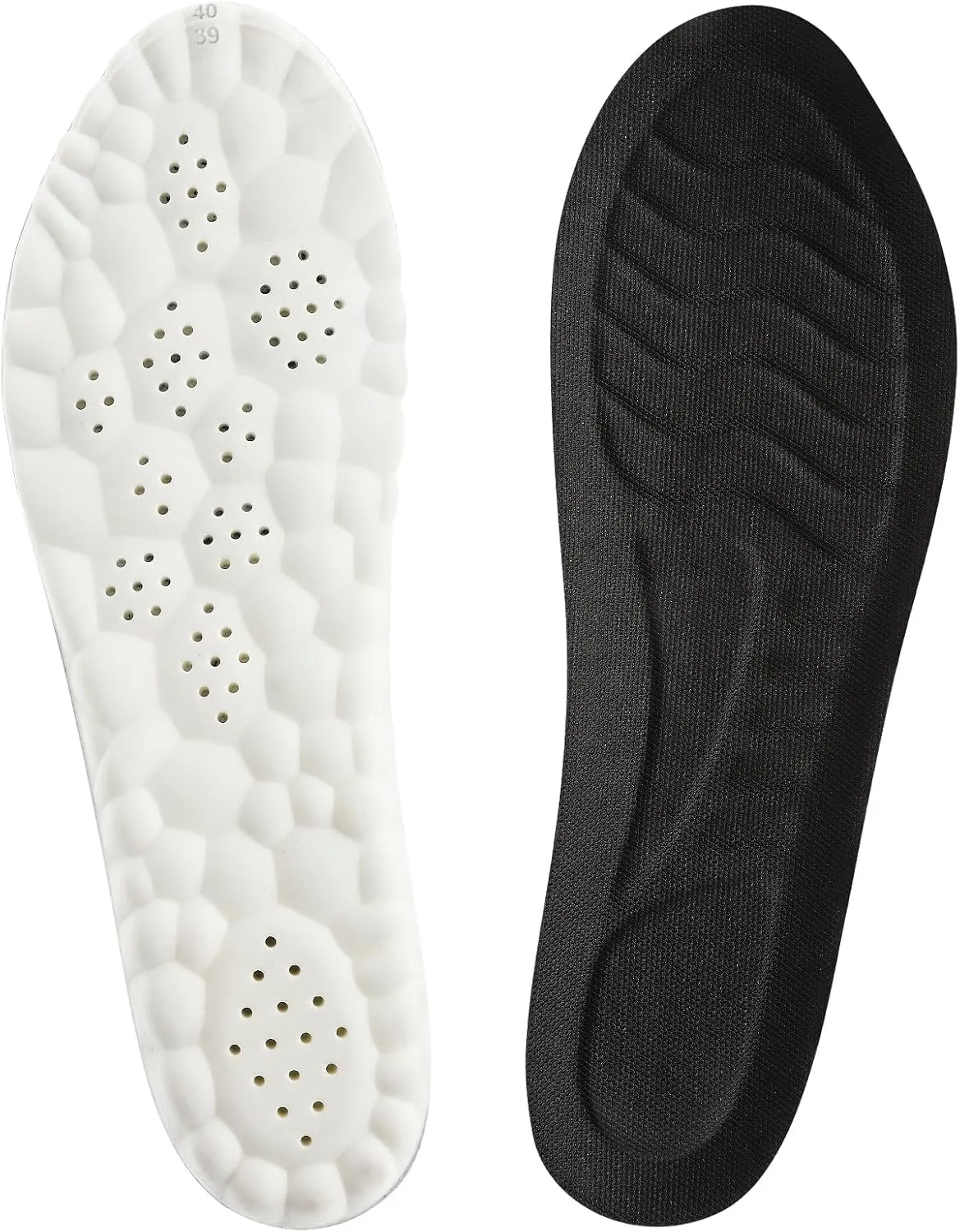 Memory Foam Insoles for Men and Women, Replacement Comfort Insoles with Arch Massage Insoles Cushioning Shoe Inserts for Trainers, Sneakers, Soprts Shoes, Work Boots, Black(US M: 6.5/7 W: 7/8)