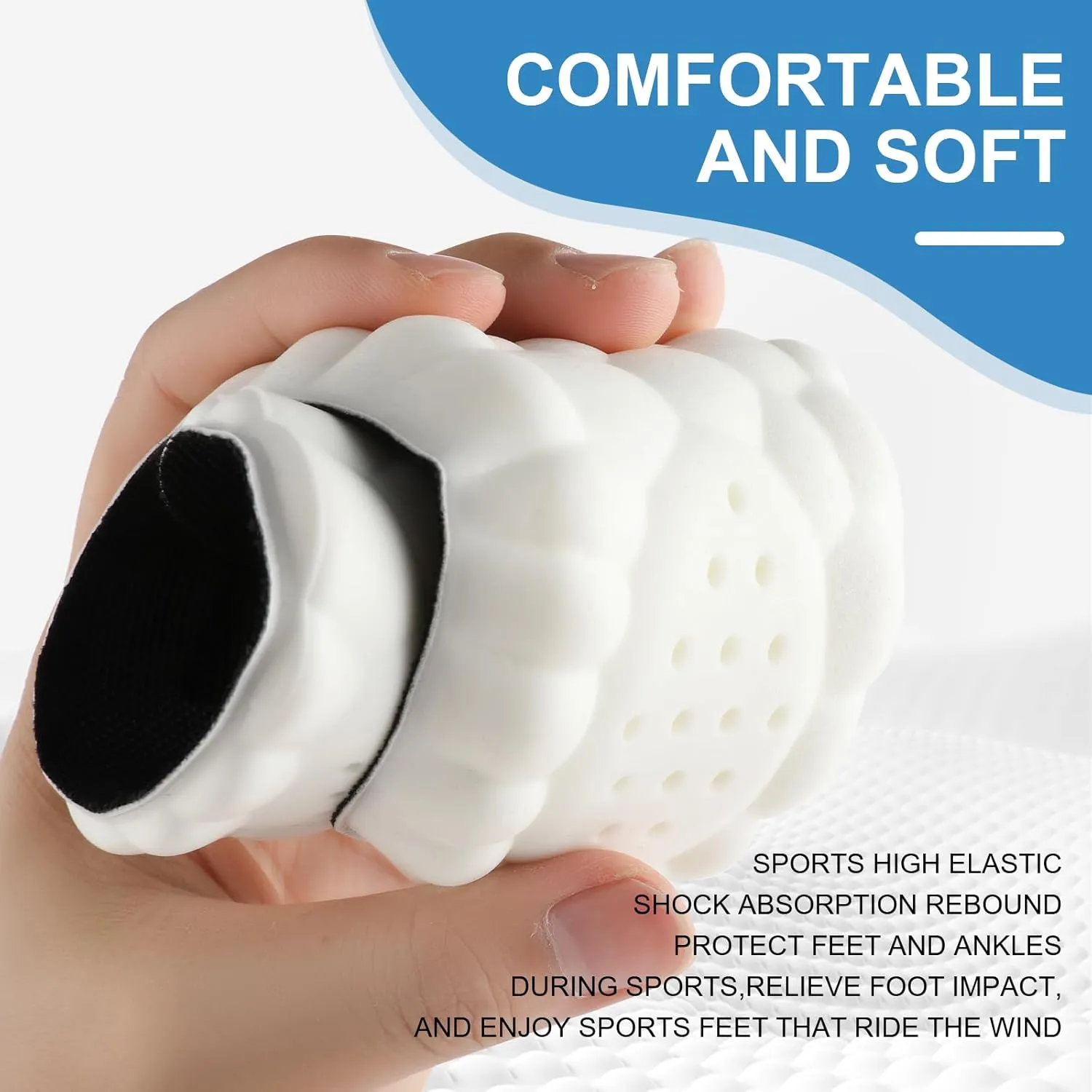 Memory Foam Insoles for Men and Women, Replacement Comfort Insoles with Arch Massage Insoles Cushioning Shoe Inserts for Trainers, Sneakers, Soprts Shoes, Work Boots, Black(US M: 6.5/7 W: 7/8)