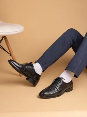 Men Black Animal Print Derby Shoes