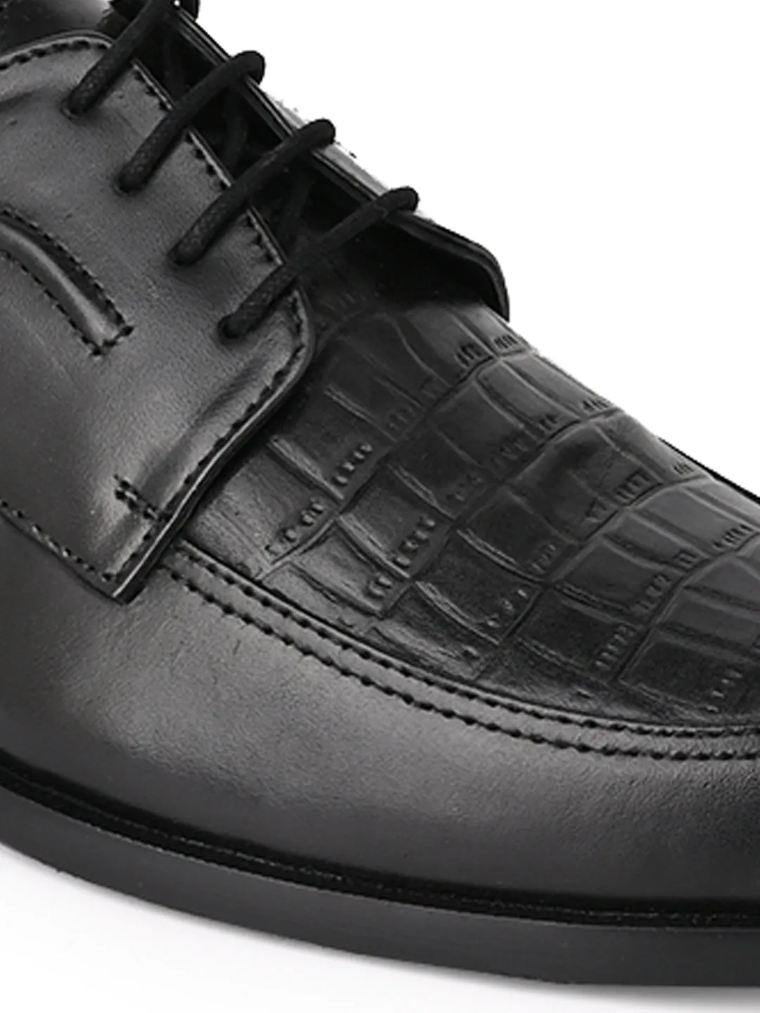 Men Black Animal Print Derby Shoes