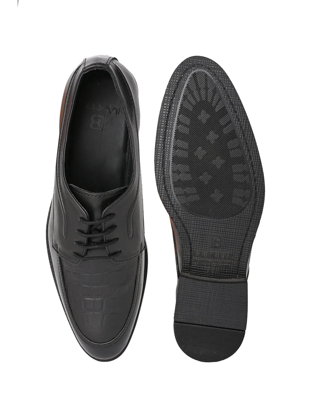 Men Black Animal Print Derby Shoes