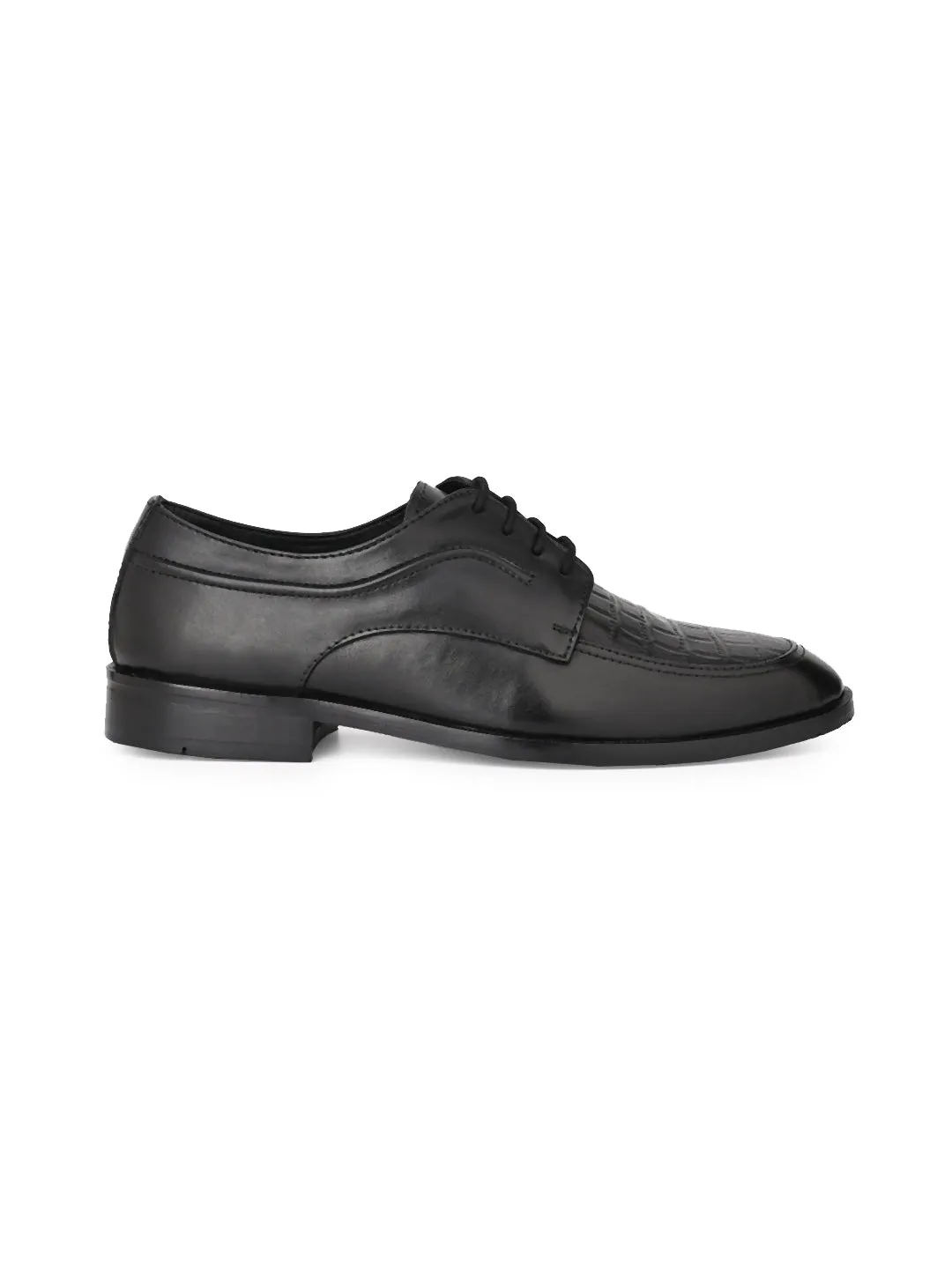 Men Black Animal Print Derby Shoes