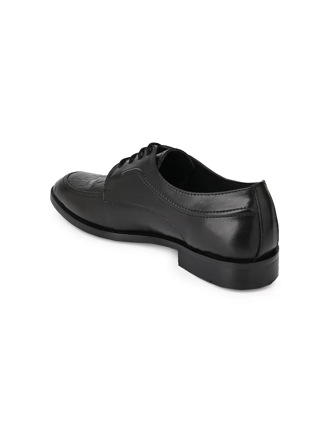 Men Black Animal Print Derby Shoes