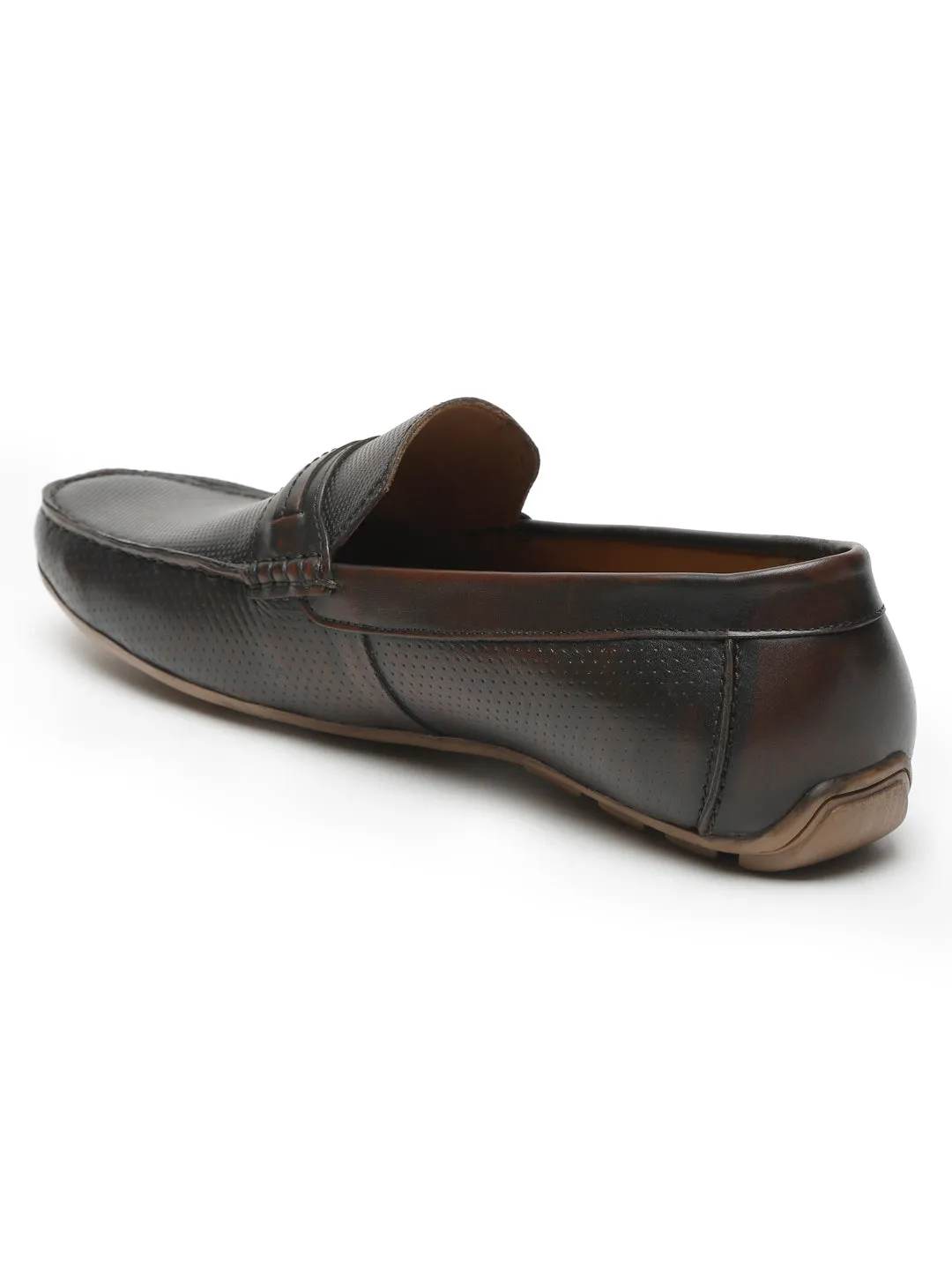 Men Brown Solid Genuine Leather Brown Loafers