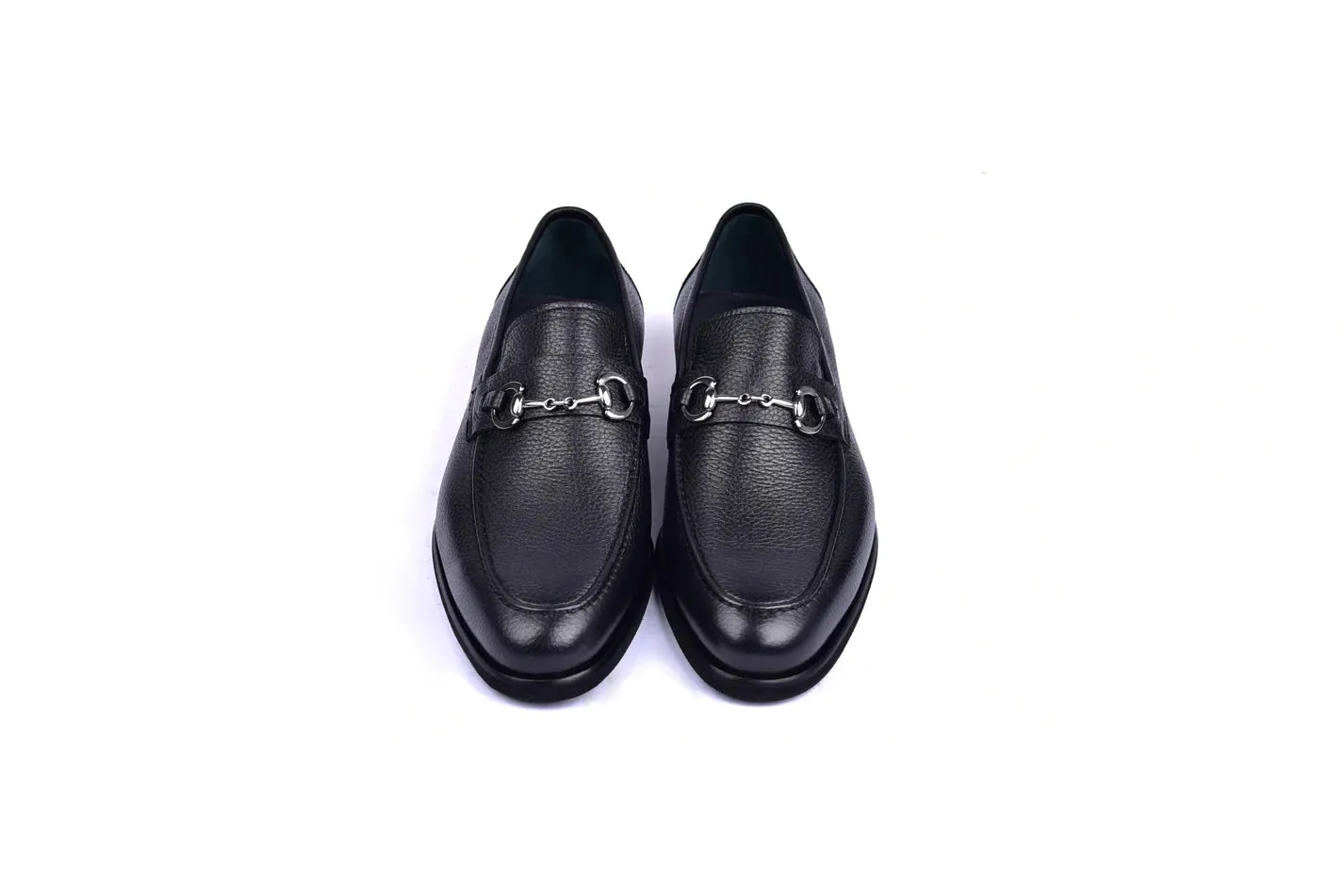 Men's Black Deer Skin Sliver Bit Buckle Loafer C001103-5844 By Corrente