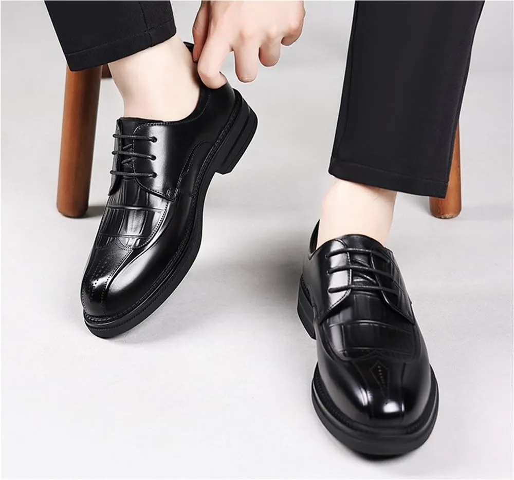 Mens Genuine Leather Derby Dress Shoes British Handcrafted Business Formal Lace Up Oxford Top Grain Shoes