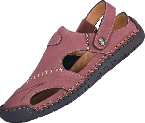 Men's Handcrafted Leather Sandals - Breathable Outdoor Shoes with Anti-Skid Beach Sole