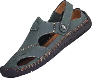 Men's Handcrafted Leather Sandals - Breathable Outdoor Shoes with Anti-Skid Beach Sole