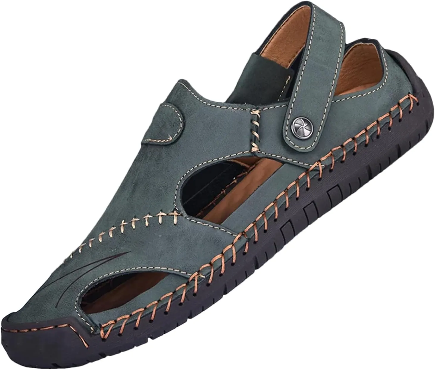 Men's Handcrafted Leather Sandals - Breathable Outdoor Shoes with Anti-Skid Beach Sole